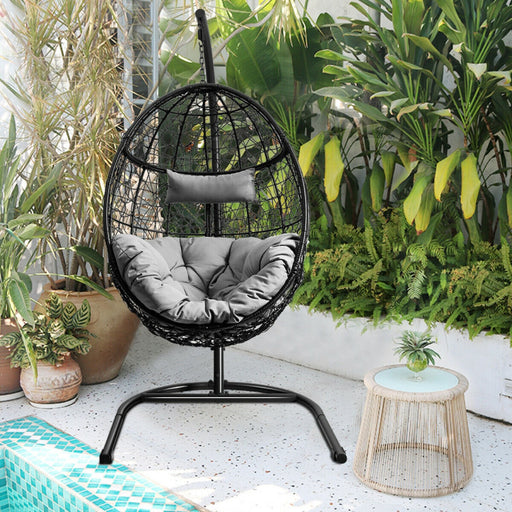 Hanging Cushioned Hammock Chair with Stand