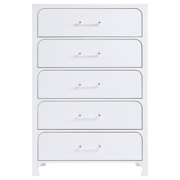 Anastasia 5-Drawer Bedroom Chest Pearl White