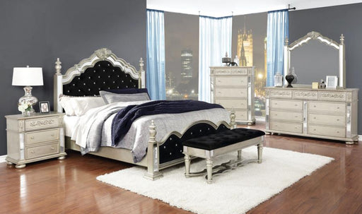 Heidi Upholstered Poster Bed Metallic Platinum