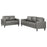 Ruth 2-piece Upholstered Track Arm Faux Leather Sofa Set Grey