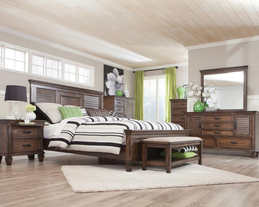 Franco 5-piece Storage Bedroom Set Burnished Oak