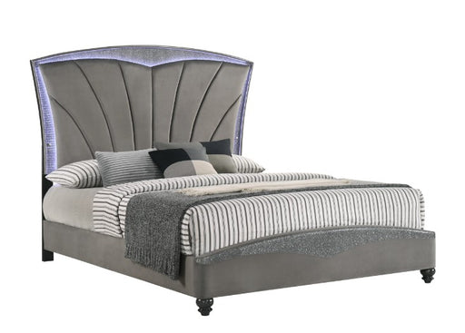 Frampton Gray LED Upholstered Platform Bed