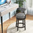 27/31 Inch Swivel Bar Stool with Upholstered Back Seat and Footrest