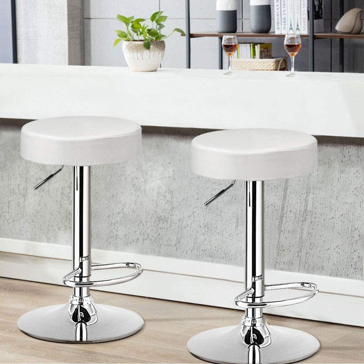 Set of 2 Adjustable Swivel Round Bar Stool  Pub Chairs