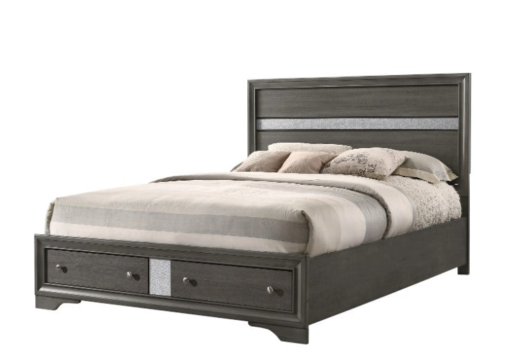 Regata Gray/Silver Storage Platform Bed