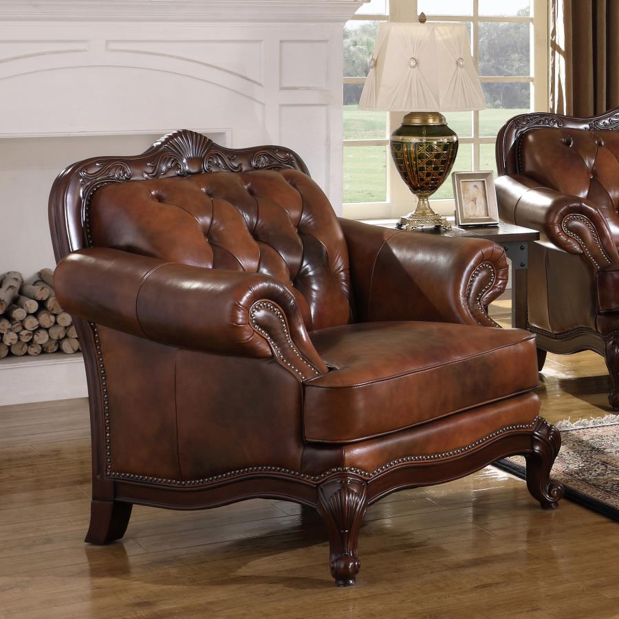 Victoria Rolled Arm Chair Tri-Tone And Brown