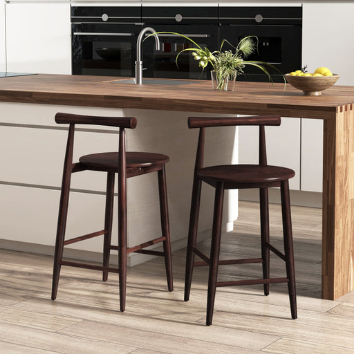 Counter Height Bar Chair Set with Acacia Wood Frame and Supporting Legs