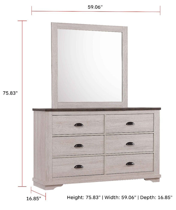 Coralee Chalk Grey Dresser Mirror