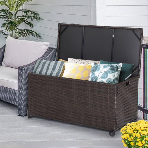 Outdoor Wicker Storage Box with Zippered Liner