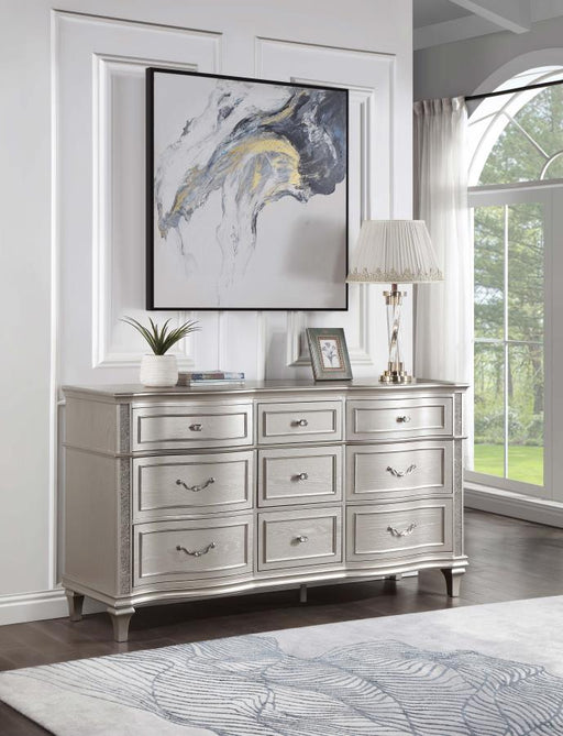 Evangeline 9-drawer Dresser Silver Oak