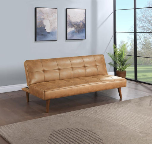 Jenson Multipurpose Upholstered Tufted Convertible Sofa Bed Saddle Brown