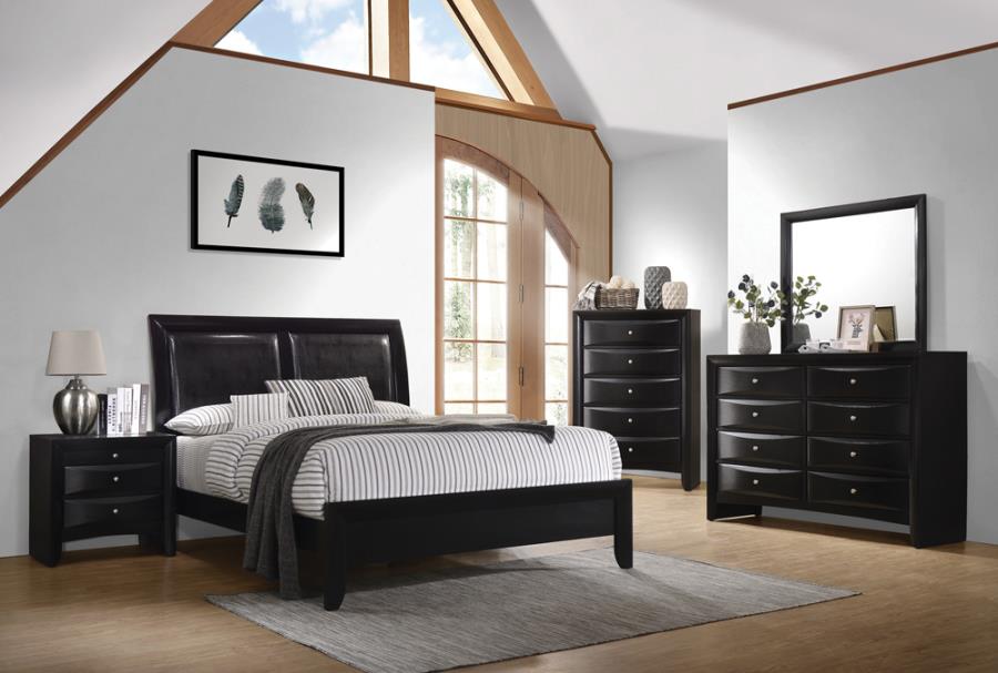 Briana Upholstered Panel Bed Black