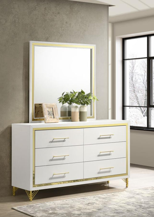 Lucia 6-Drawer Bedroom Dresser With Mirror White