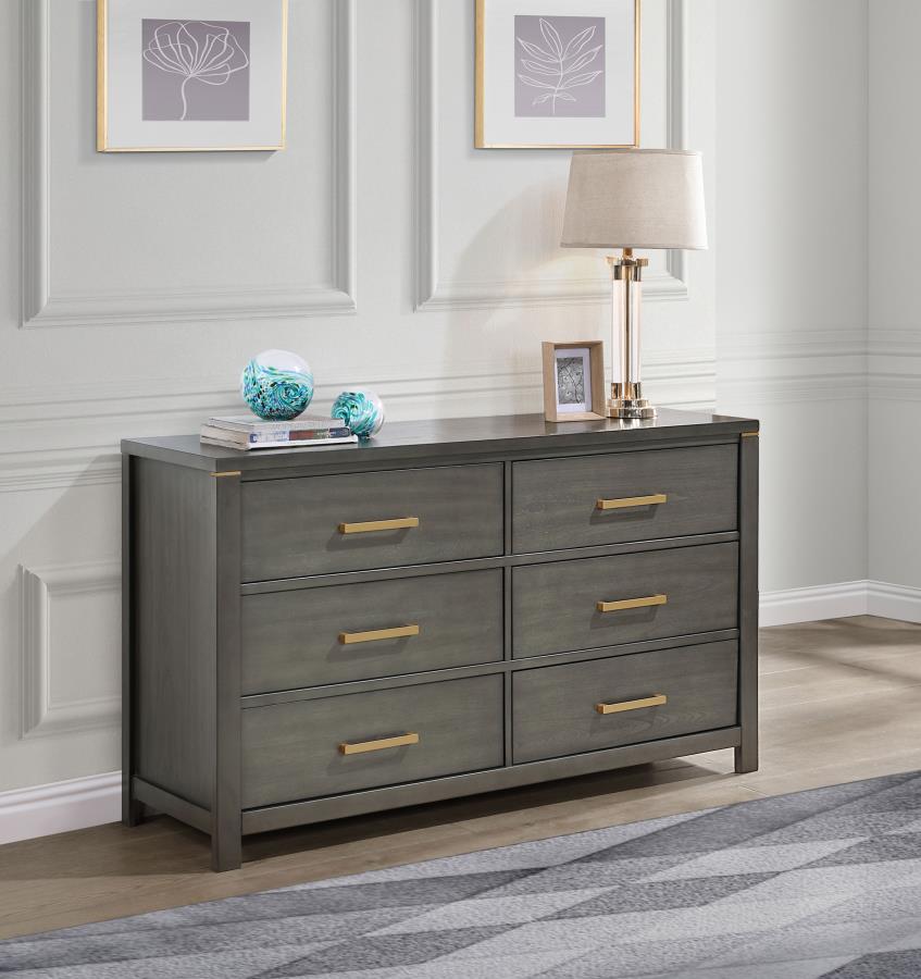 Kieran 6-drawer Bedroom Dresser Grey