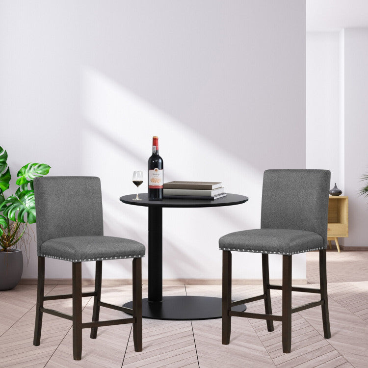 Set of 2 Bar Stools with Back for Kitchen Island