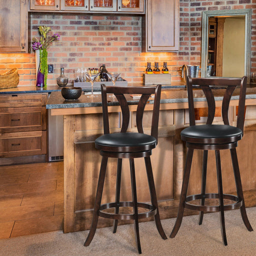 24/29.5 Inch Set of 2 Swivel Bar Stools Bar Height Chairs with Rubber Wood Legs