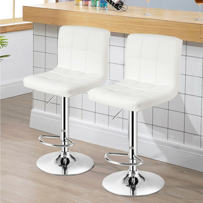 Set of 2 Square Swivel Adjustable Bar Stools with Back and Footrest