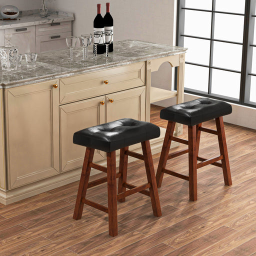 Set of 2 Modern Backless Bar Stools with Padded Cushion