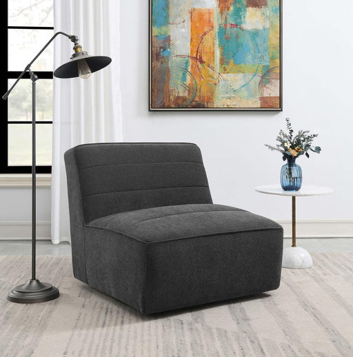 Cobie Upholstered Swivel Armless Chair Dark Charcoal