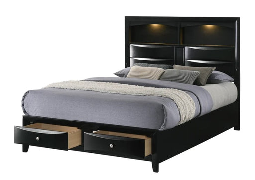 Fallon Black LED Storage Platform Bed