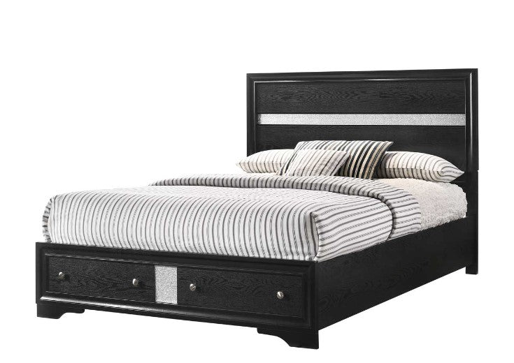 Regata Black/Silver Storage Platform Bed