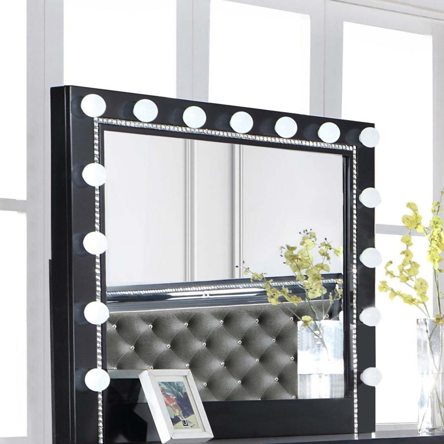 Eleanor Black Rectangular Mirror With Light