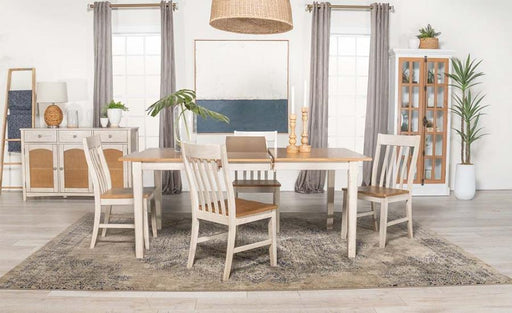 Kirby 7-Piece Dining Set Natural And Rustic Off White