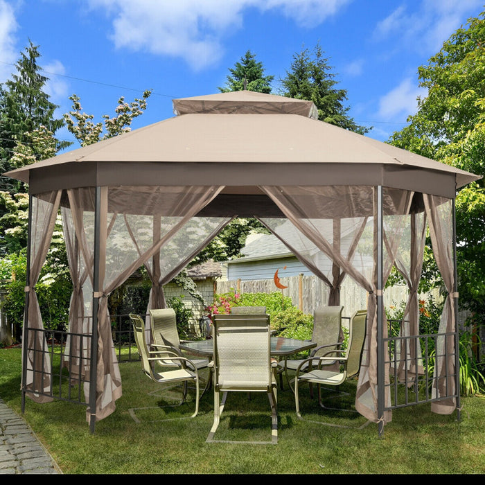 10’x 12’ Octagonal Patio Gazebo with Mosquito Net