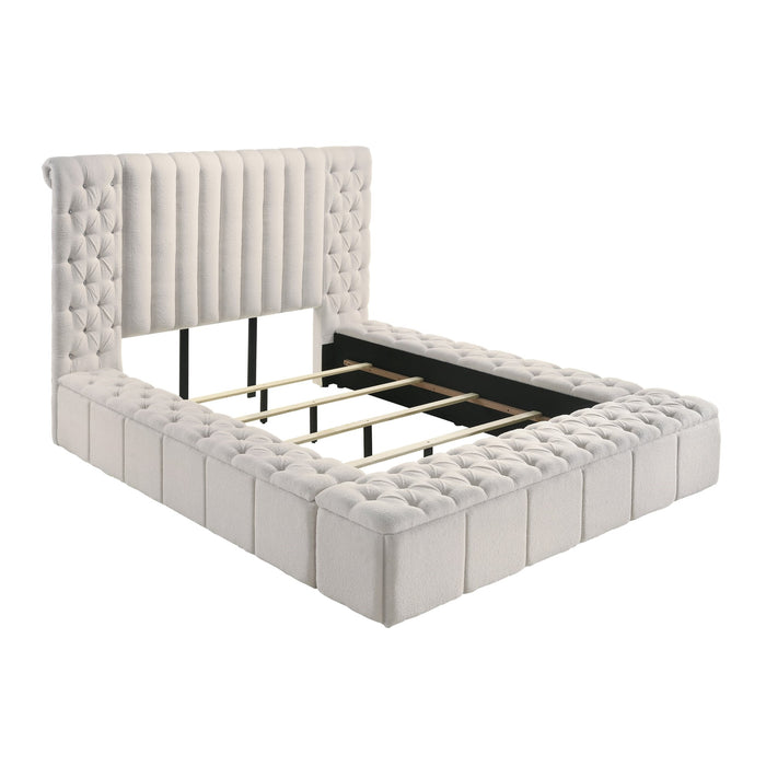 Danbury White Upholstered Storage Bed