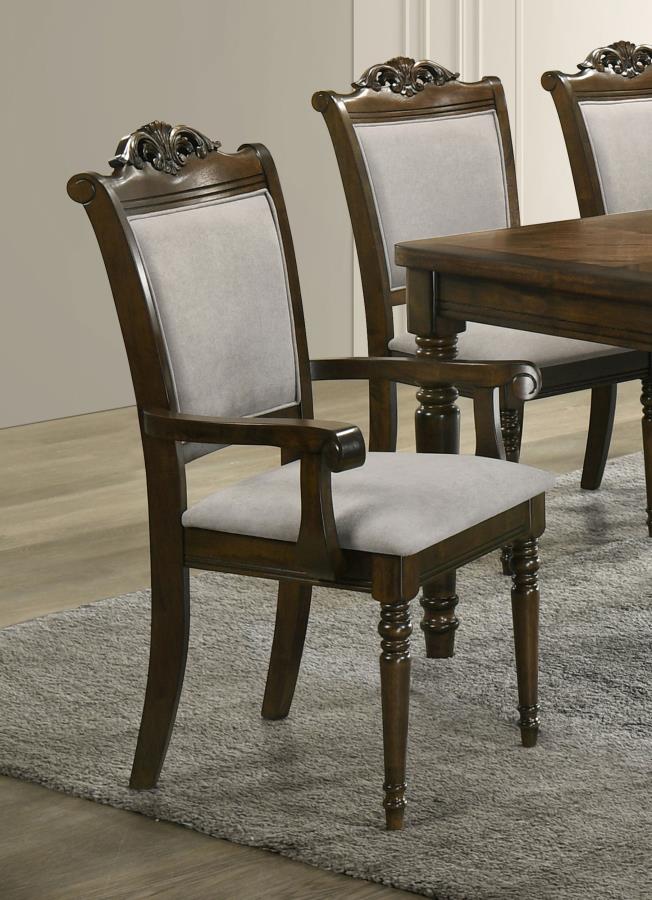 Willowbrook Upholstered Dining Armchair Grey And Chestnut (Set Of 2)