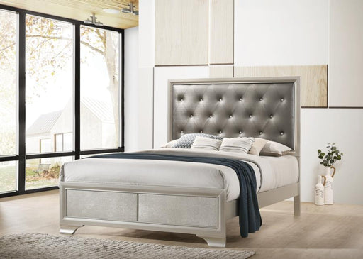 Salford Panel Bed Metallic Sterling and Charcoal Grey