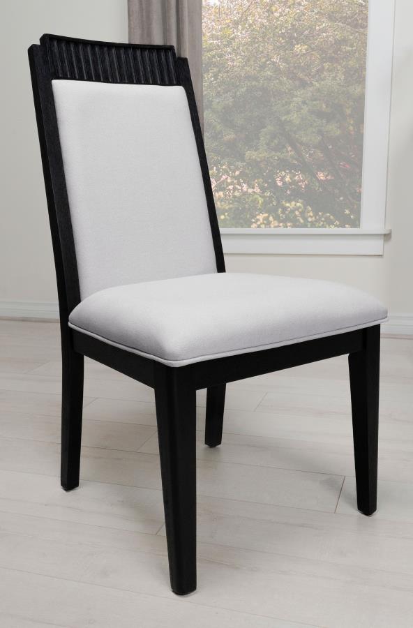 Brookmead Upholstered Dining Side Chair Ivory and Black (Set of 2)