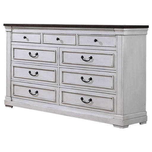 Hillcrest 9-drawer Dresser Dark Rum and White