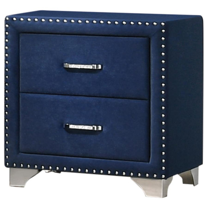 Melody 2-drawer Upholstered Nightstand Pacific Blue