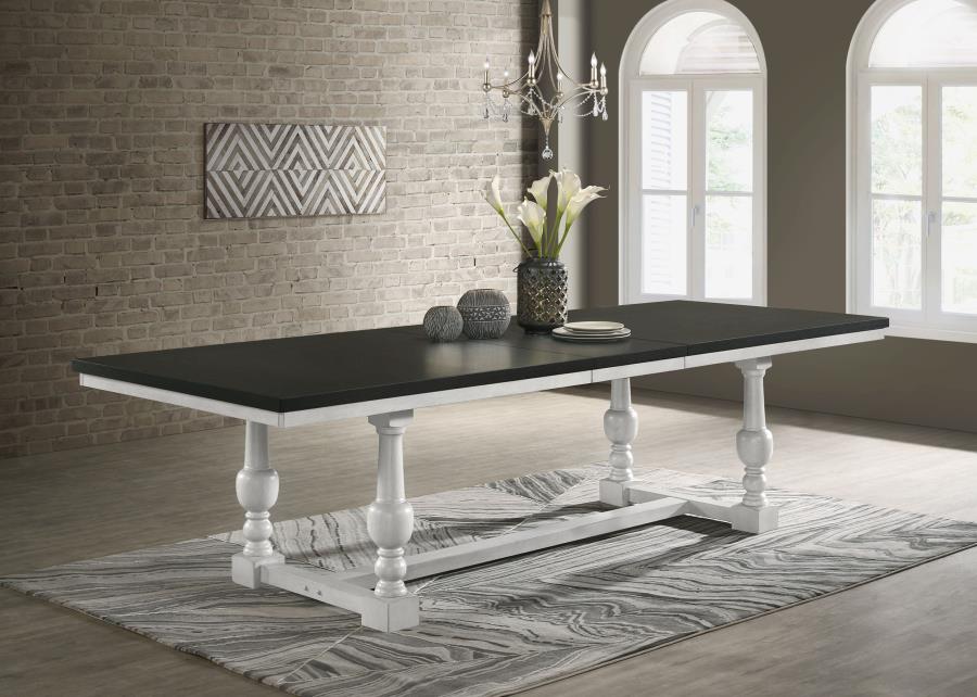 Aventine Rectangular Dining Table with Extension Leaf Charcoal and Vintage Chalk