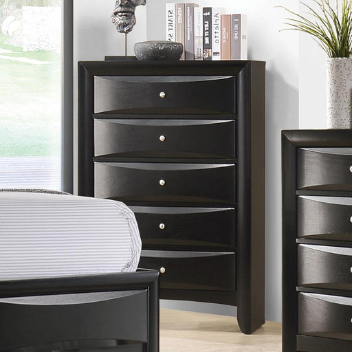 Briana Rectangular 5-drawer Chest Black