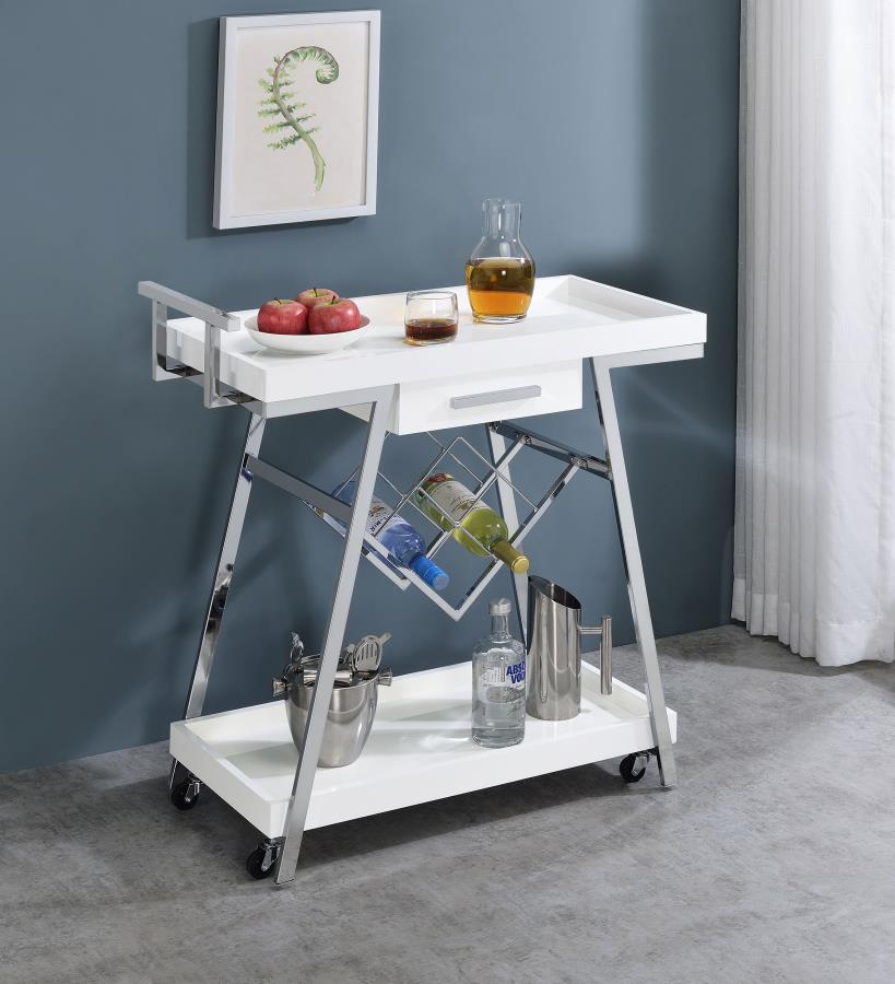 Kinney 2-tier Bar Cart with Storage Drawer Rustic