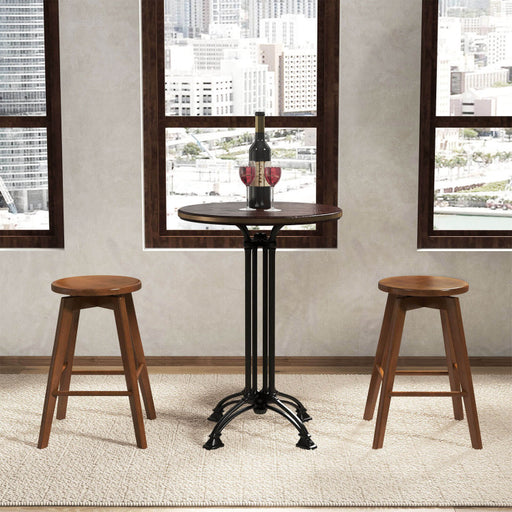 2 Set of 24.5 Inch Counter Height Bar Stool with Rubber Wood Frame