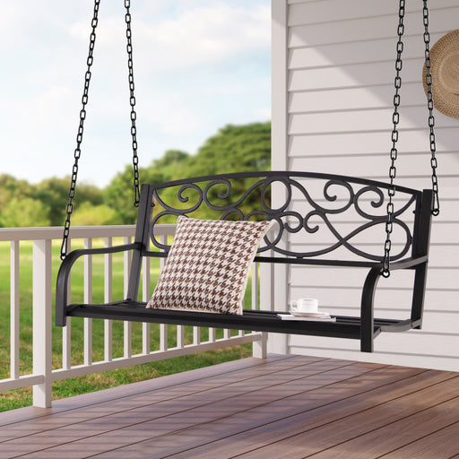 Outdoor 2-Person Metal Porch Swing Chair with Chains