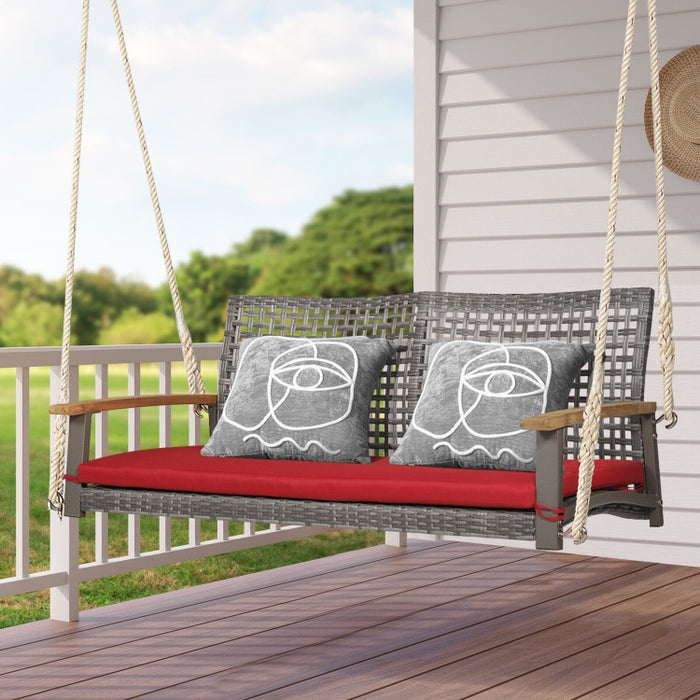 2-Person Patio Wicker Hanging Swing Chair