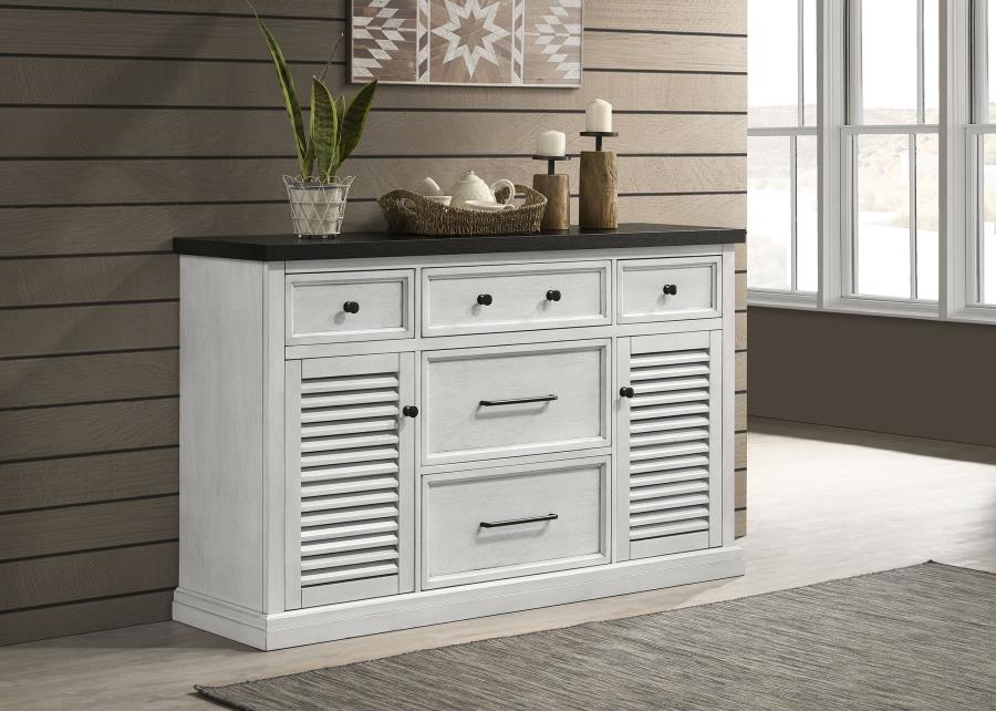 Aventine 5-drawer Dining Sideboard Buffet Cabinet with Cabinet Charcoal and Vintage Chalk