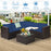 6 Pieces Rattan Patio Sectional Sofa Set with Cushions for 4-5 Person