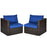 2 Pieces Patio Rattan Sectional Conversation Sofa Set