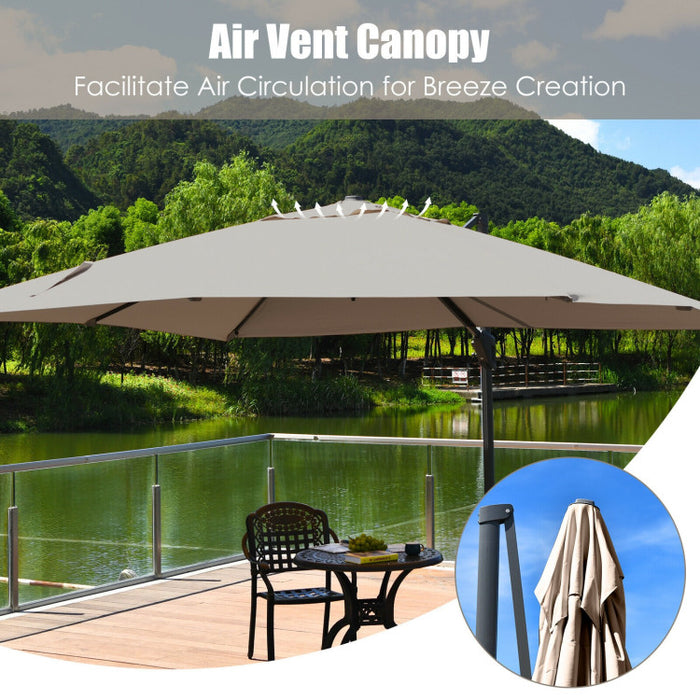 10 x 13 Feet Rectangular Cantilever Umbrella with 360° Rotation Function