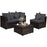 4 Pieces Patio Rattan Furniture Set with Removable Cushions and Pillows