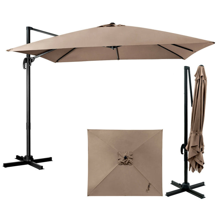 10 x 10 Feet 8-Rib Cantilever Offset Square Patio Umbrella with 3 Tilt Settings