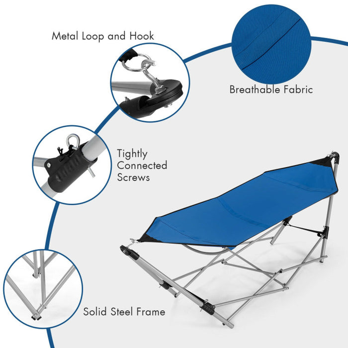 Portable Folding Steel Frame Hammock with Bag