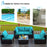 5 Pieces Cushioned Patio Rattan Furniture Set with Glass Table