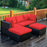 5 Pieces Patio Sectional Rattan Furniture Set with Ottoman Table