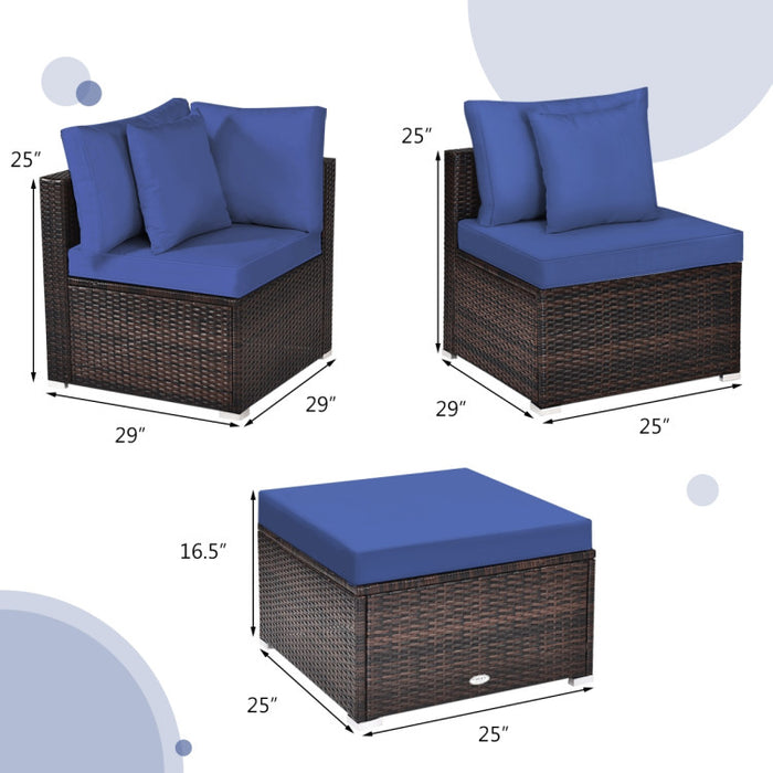 4 Pieces Patio Rattan Furniture Set with Removable Cushions and Pillows